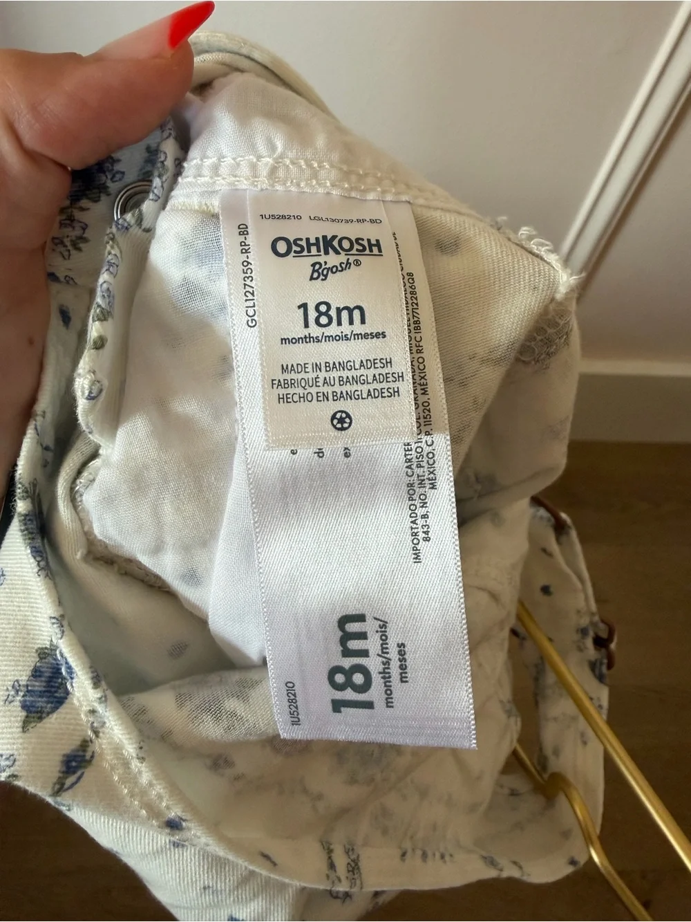 NWT oshkosh denim floral patchwork print toddler overalls